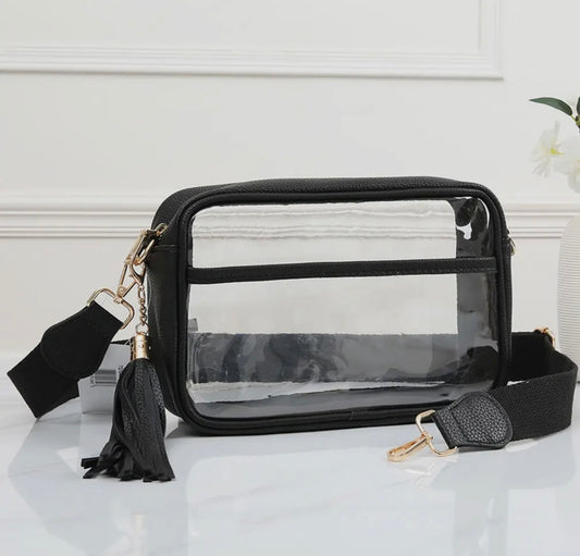 Time to Party Clear Crossbody Bag - Black or Red!