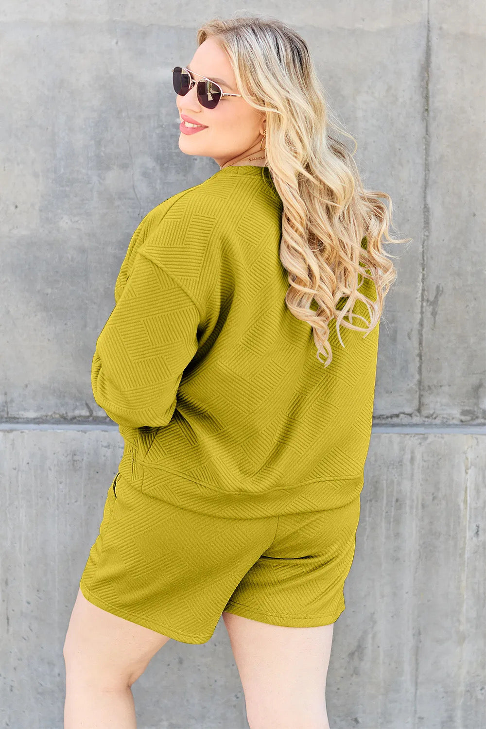 Double Take Textured Long Sleeve Top and Drawstring Shorts Set - 5 Color Options!