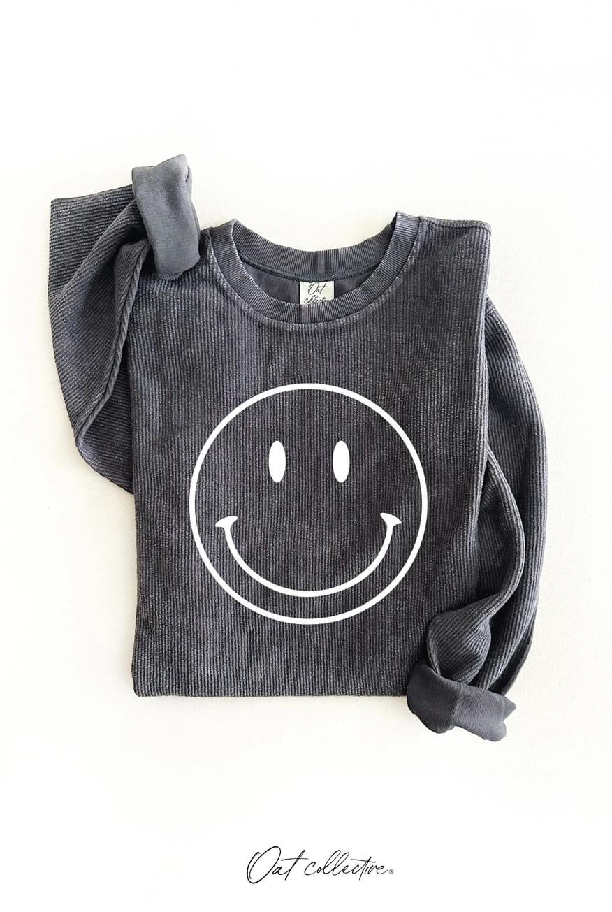 Oversized Smiley Face Thermal Vintage Pullover by Oat Collective
