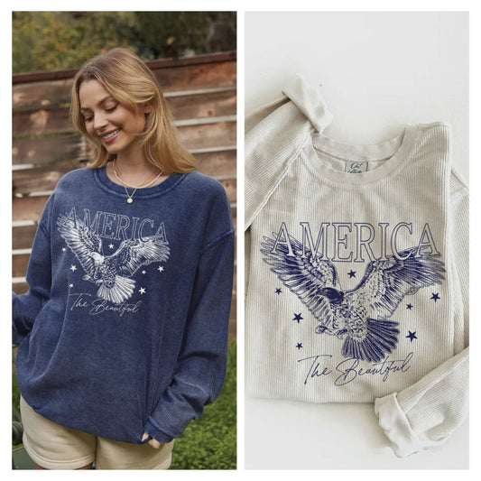 America the Beautiful Thermal Vintage Pullover by Oat Collective