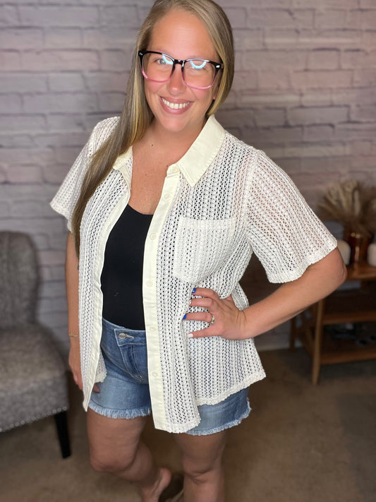 Crochet Lace Shirt with Cami Tank