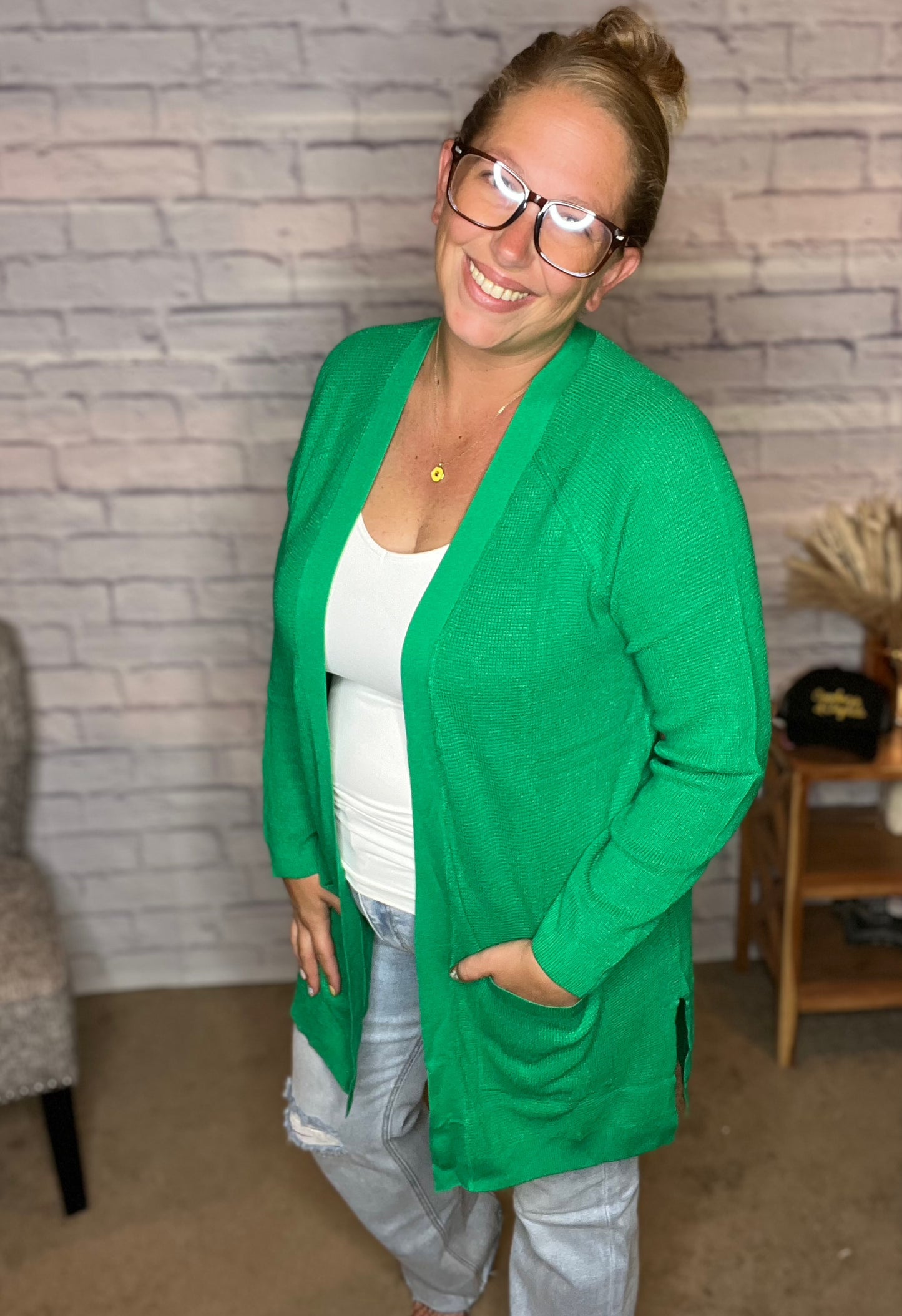 Kelly Green Viscose Cardi