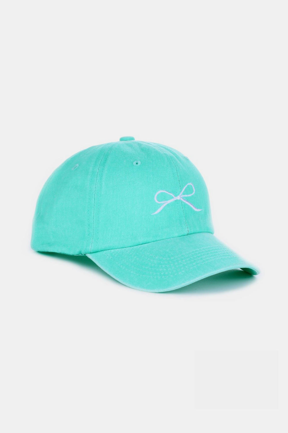 Bow Embroidered Washed Cotton Caps - Multiple Colors!
