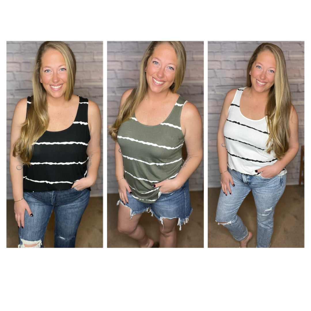 Striped Sleeveless Top - 4 Color Options!