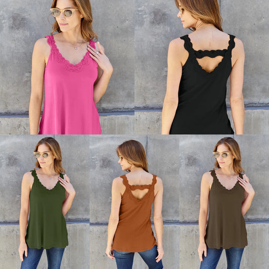 Basic Bae Lace Detail V-Neck Cutout Cami - Multiple Colors!