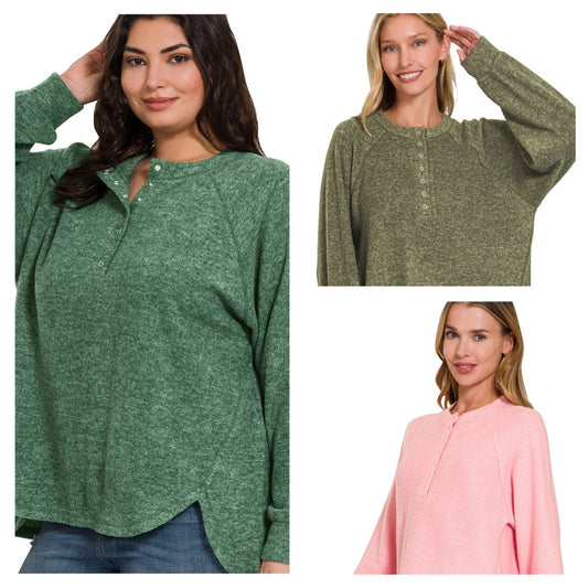 Fan Favorite Hacci Oversized Snap Sweater Top - 3 Colors!