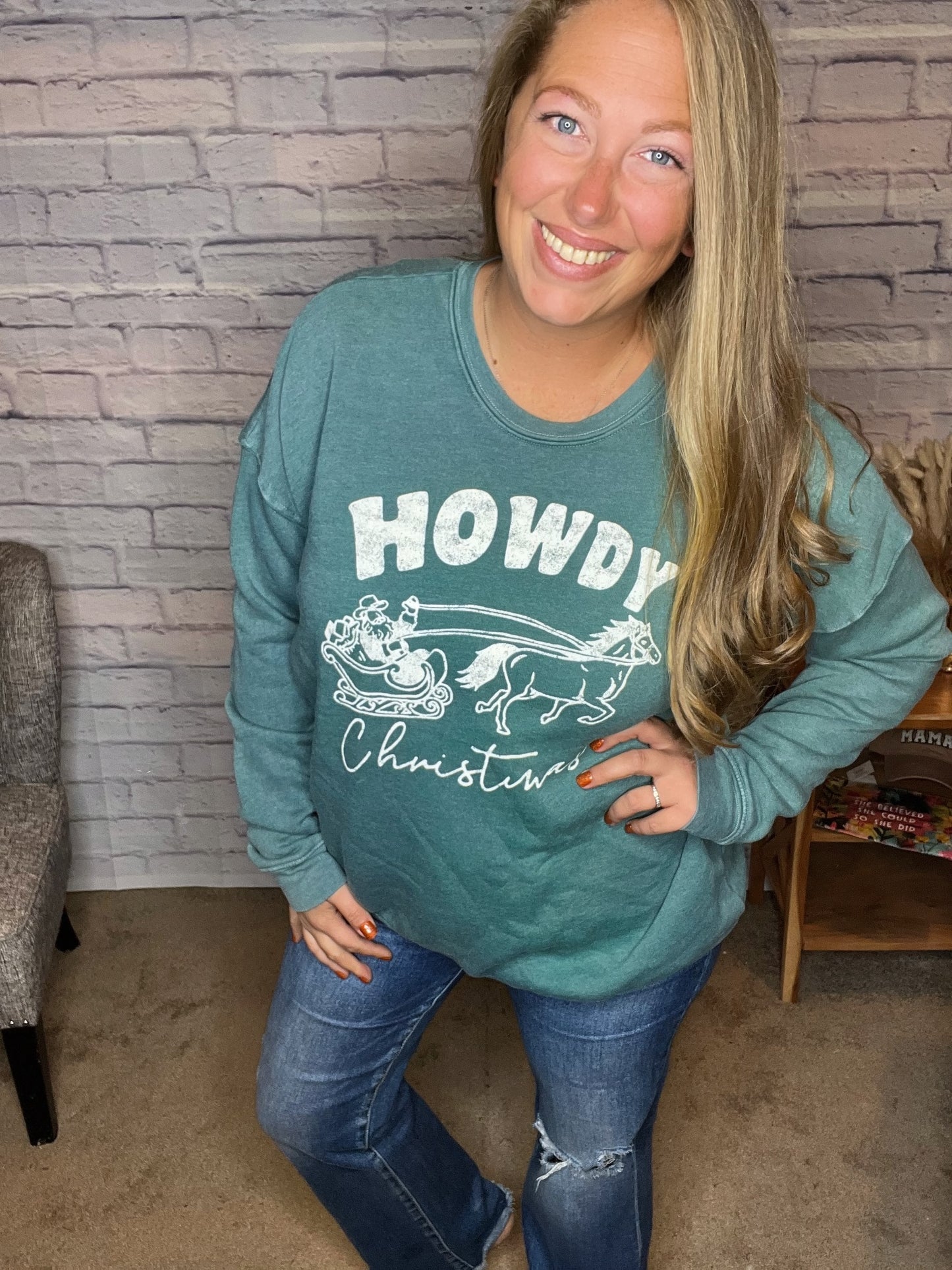 Howdy Christmas Graphic Sweatshirt by Oat Collective!