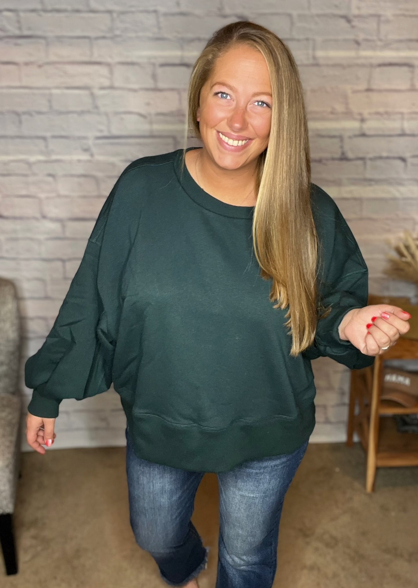 Balloon Sleeve Oversize Sweatshirt