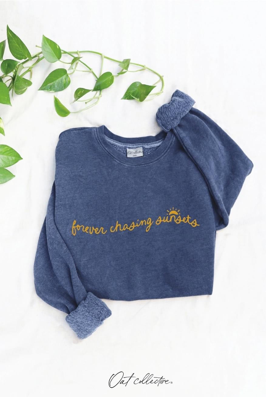 Forever Chasing Sunsets Mineral Graphic Sweatshirt by Oat Collective