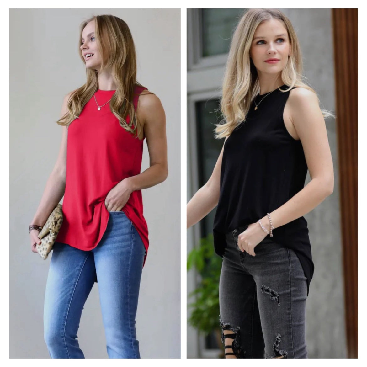 Luxe Rayon Basic Tank - Black or Red