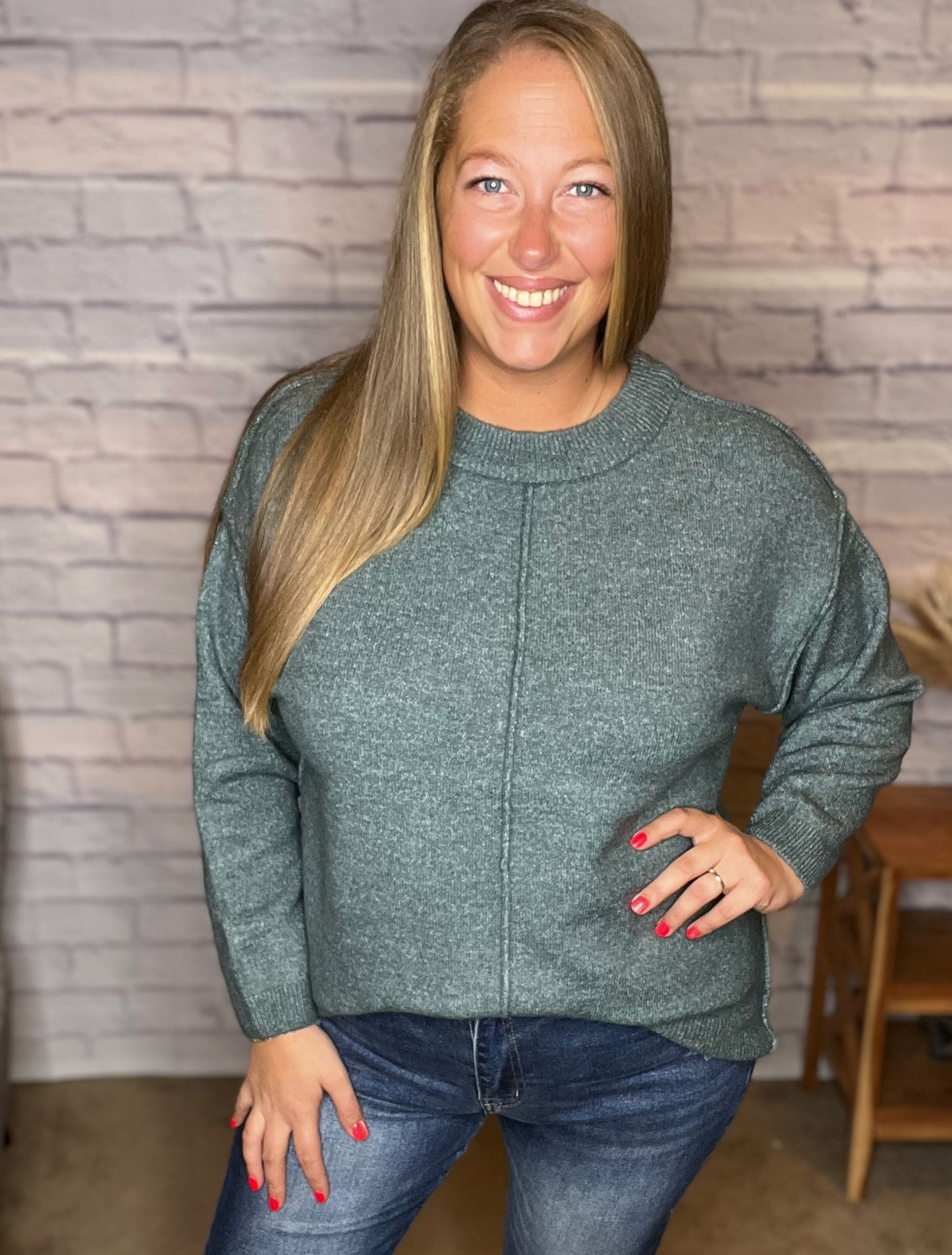 Carly's Fav! Garment Dyed Front Seam Sweater - 3 Colors!