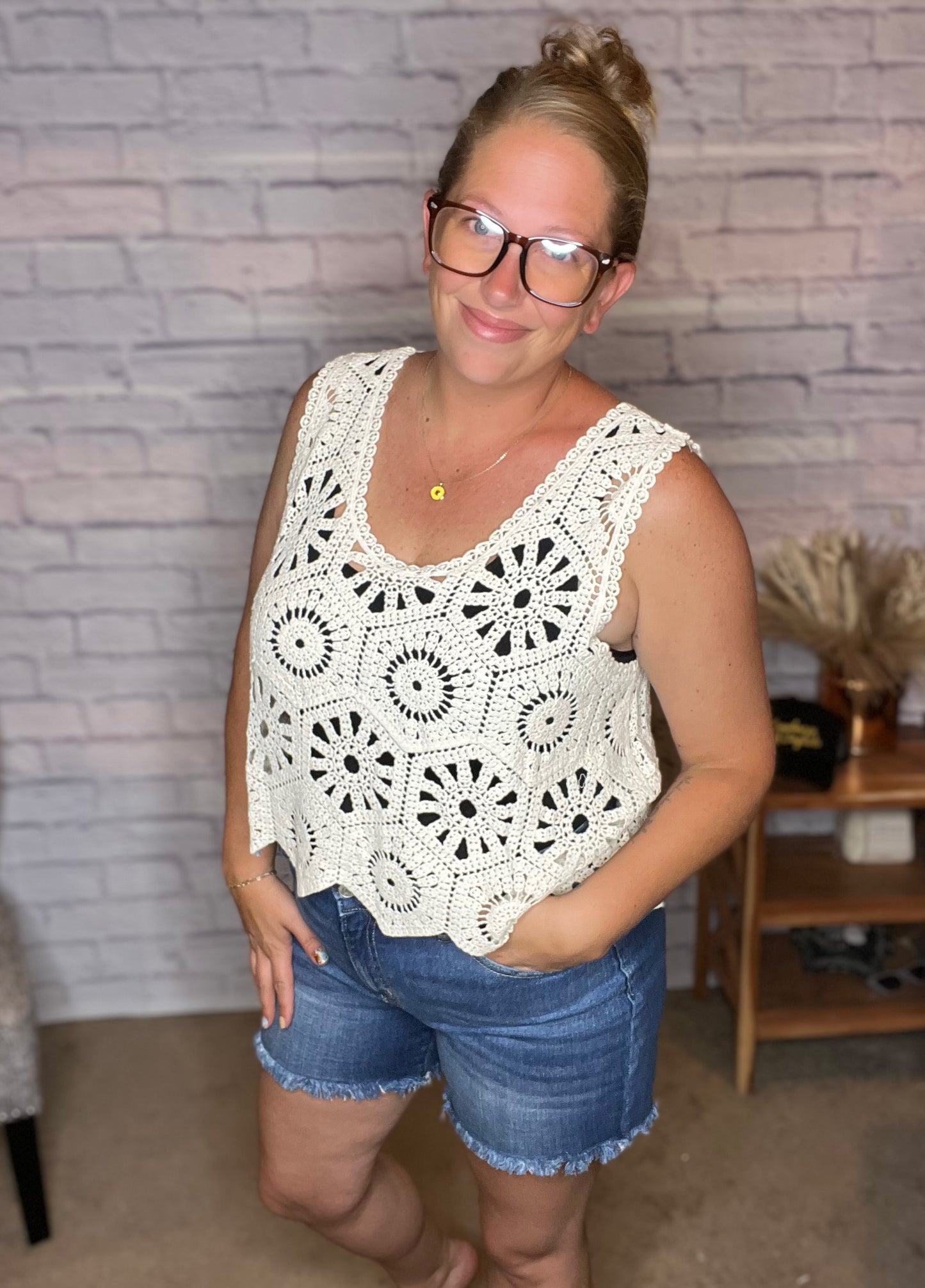 Casual Crochet Tank Top - Black or Ivory!