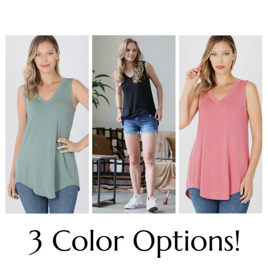 Doorbuster Alert! Luxe Rayon V-Neck Tank - 3 Color Options!