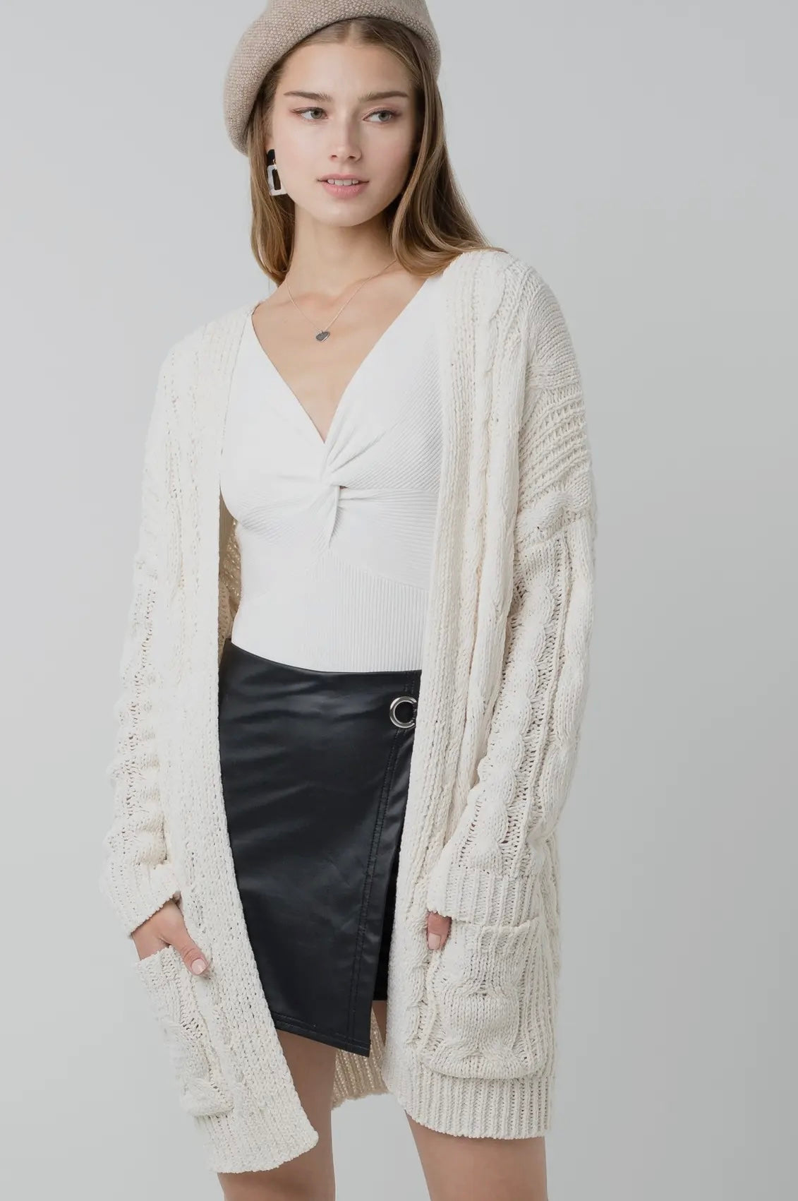 Cozy Ivory Cable Knit Cardi