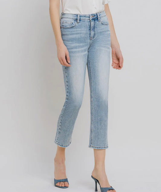 High Rise Crop Straight Jeans