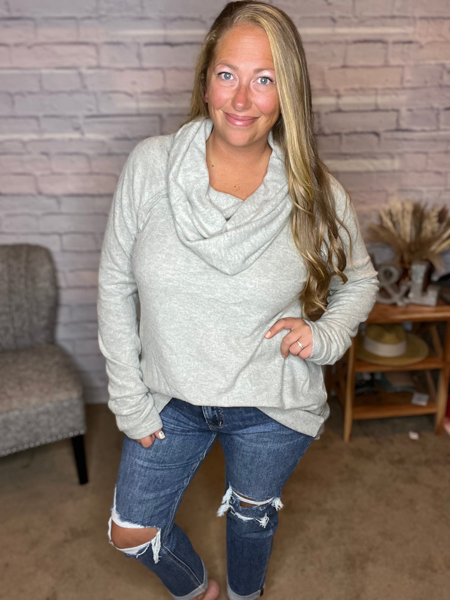 Brushed Knit Cowl Neck Sweater - 3 Color Options!