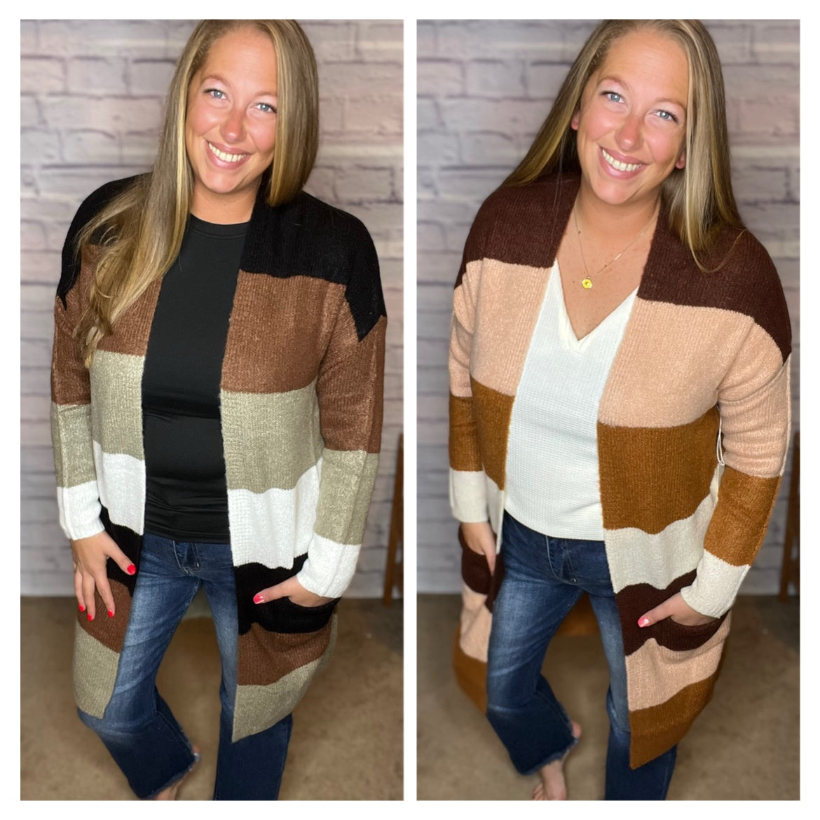 Open Front Colorblock Cardi - 4 Color Options!