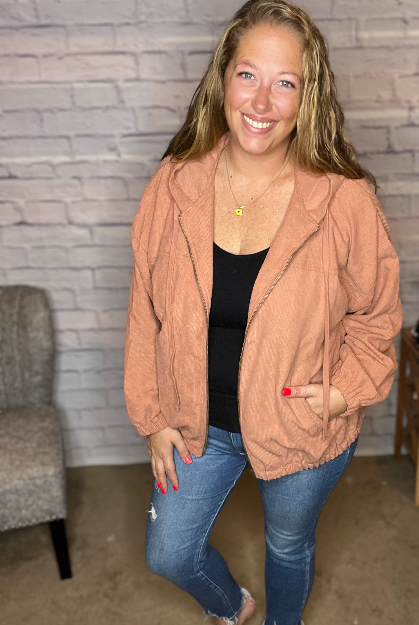 Corduroy Zip Up Jacket - 2 Colors!