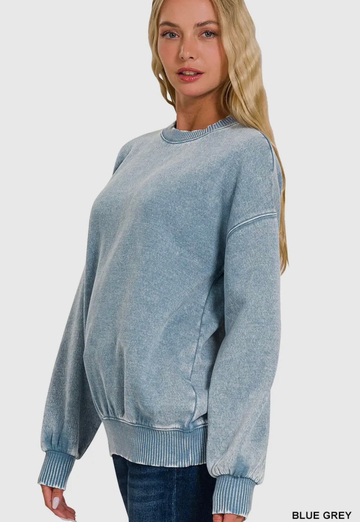 Washed Fleece Oversized Pullover Sweatshirt