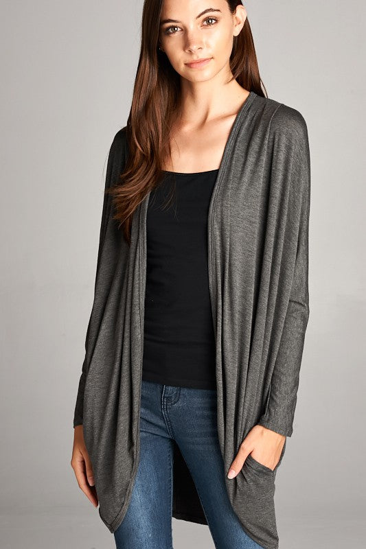 Dolman Sleeves Draped Cardigan - 2 Colors!