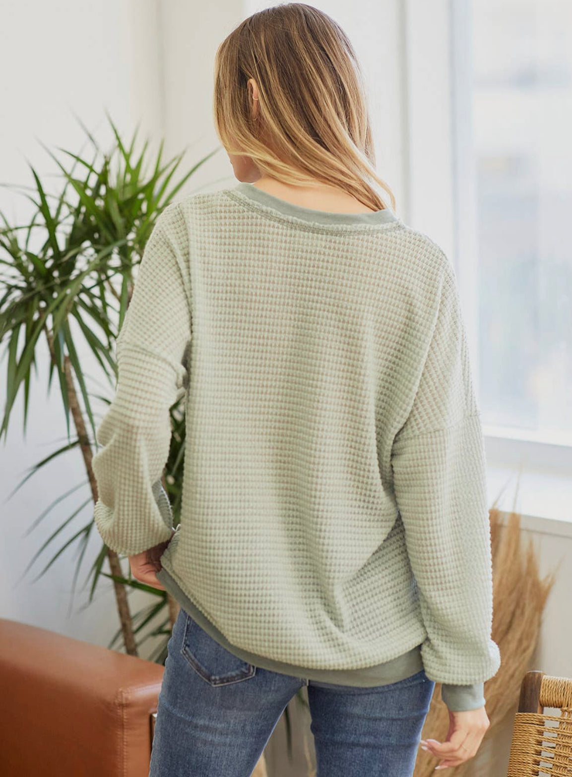 Belle Solid Waffle Knit Top
