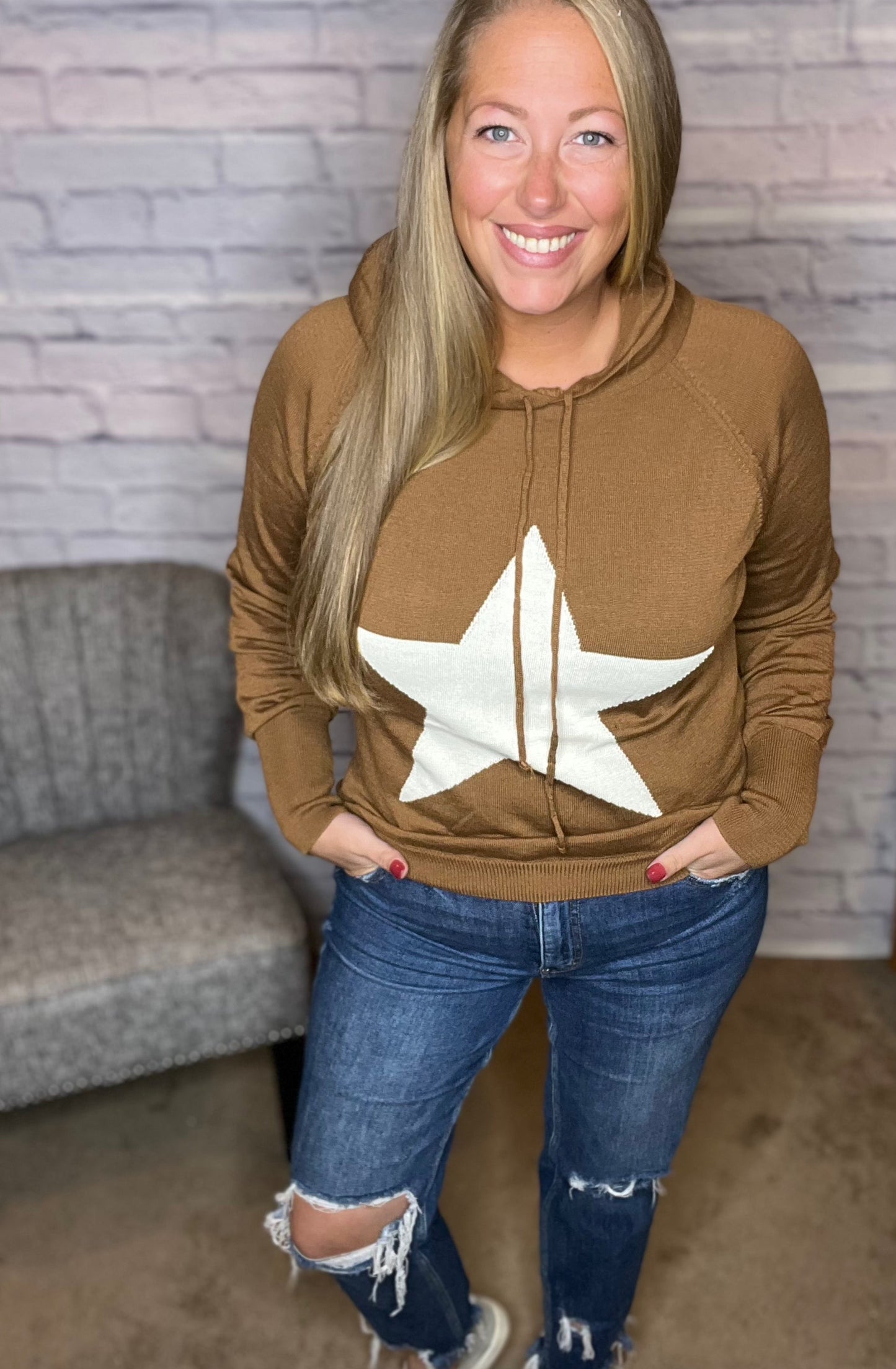 Oh My Stars! Star Printed Sweater Hoodie