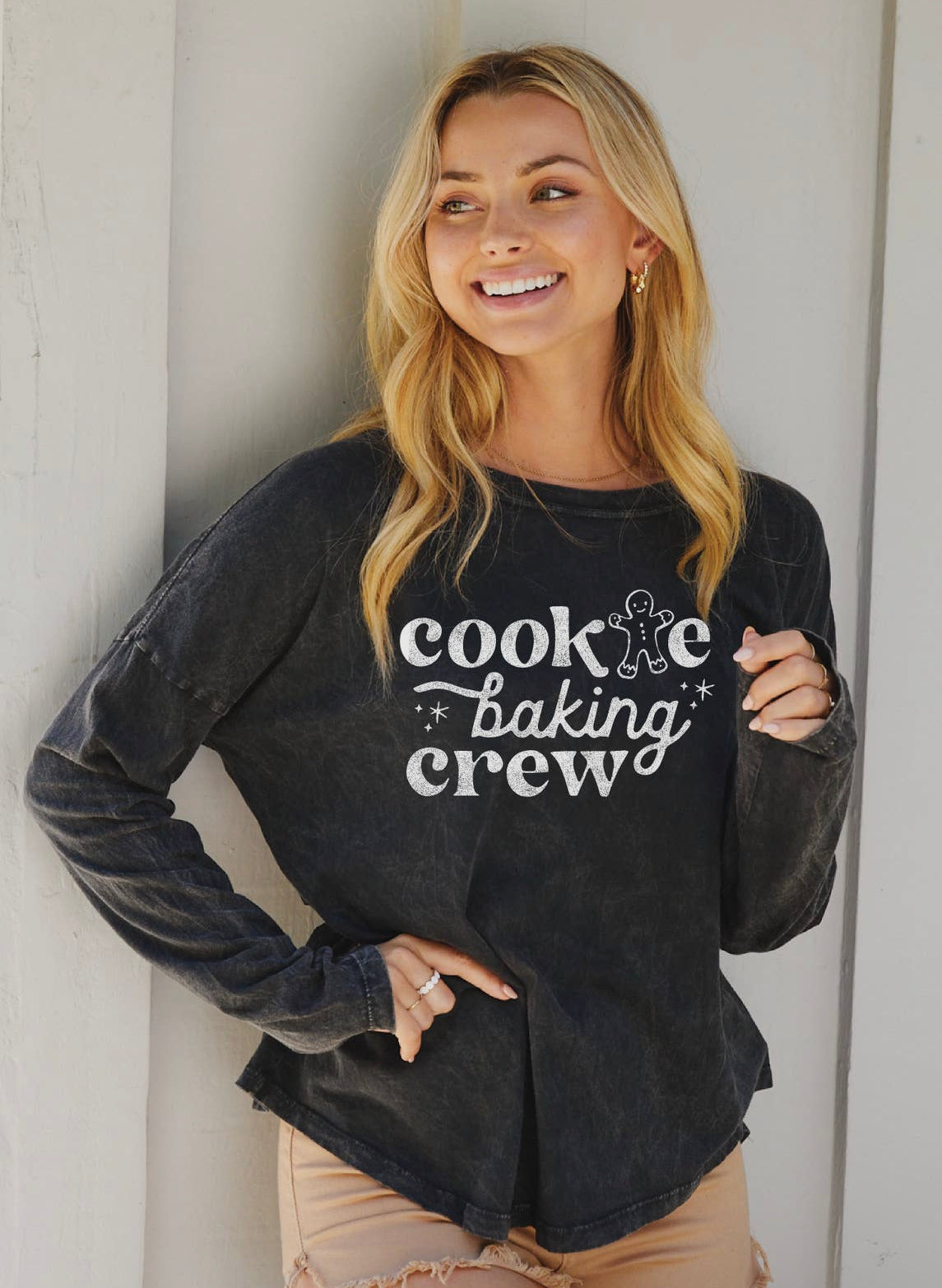 Cookie Baking Crew Mineral Washed Long Sleeve Graphic by Oat Collective