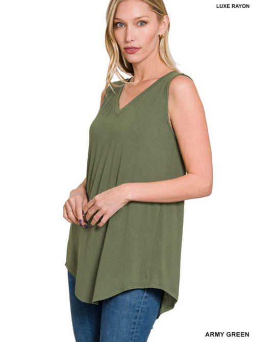 Luxe Rayon Sleeveless V-neck Tank - 2 Colors Available!