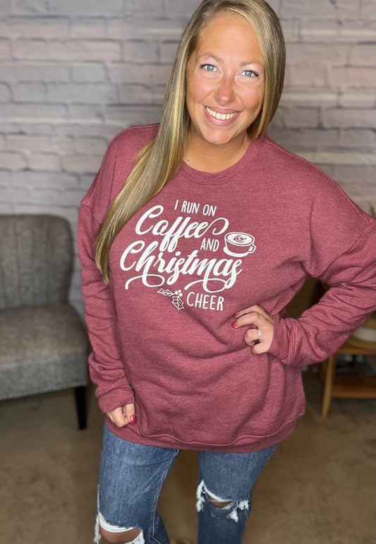 I Run On Coffee and Christmas Cheer Graphic Sweatshirt by Oat Collective