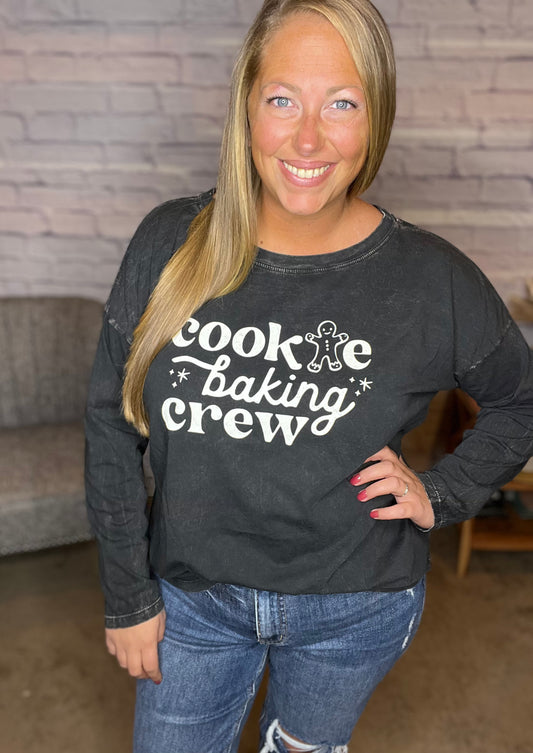 Cookie Baking Crew Mineral Washed Long Sleeve Graphic by Oat Collective