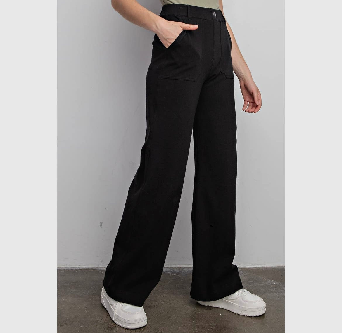 Cotton Stretch Twill Wide Leg Pants