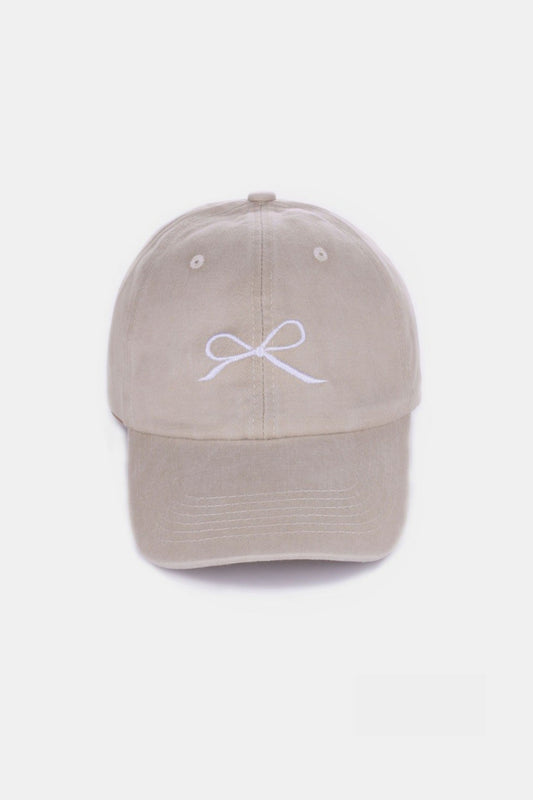 Bow Embroidered Washed Cotton Caps - Multiple Colors!