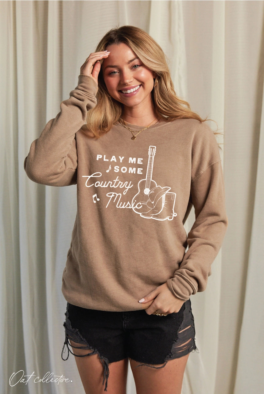 Play Me Some Country Music Mineral Graphic Sweatshirt by Oat Collective