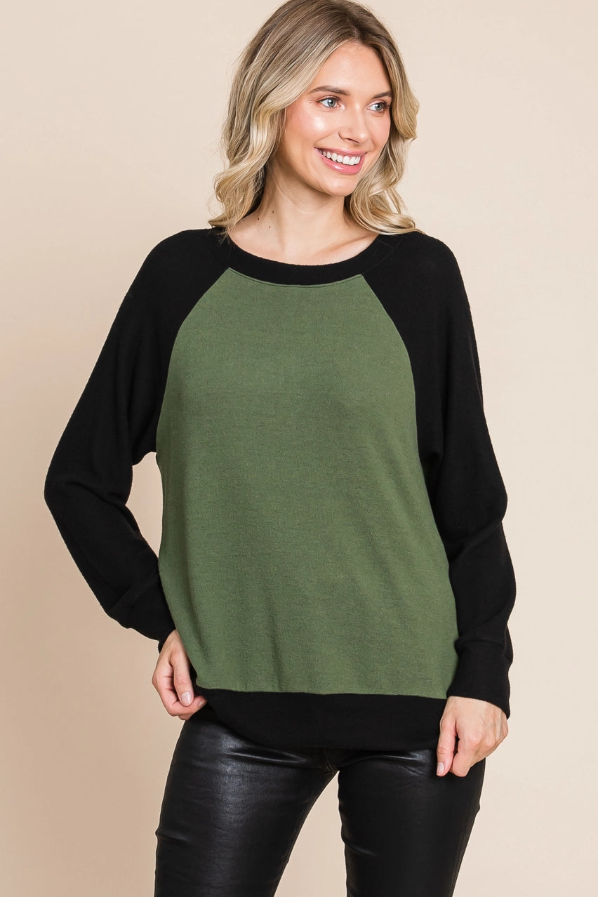 Color Block Hacci Brush Top