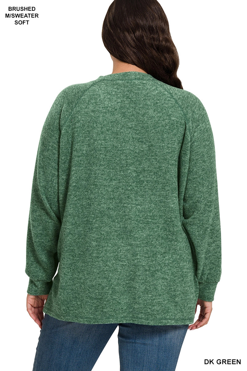 For the Love of Green Hacci Oversized Snap Sweater Top