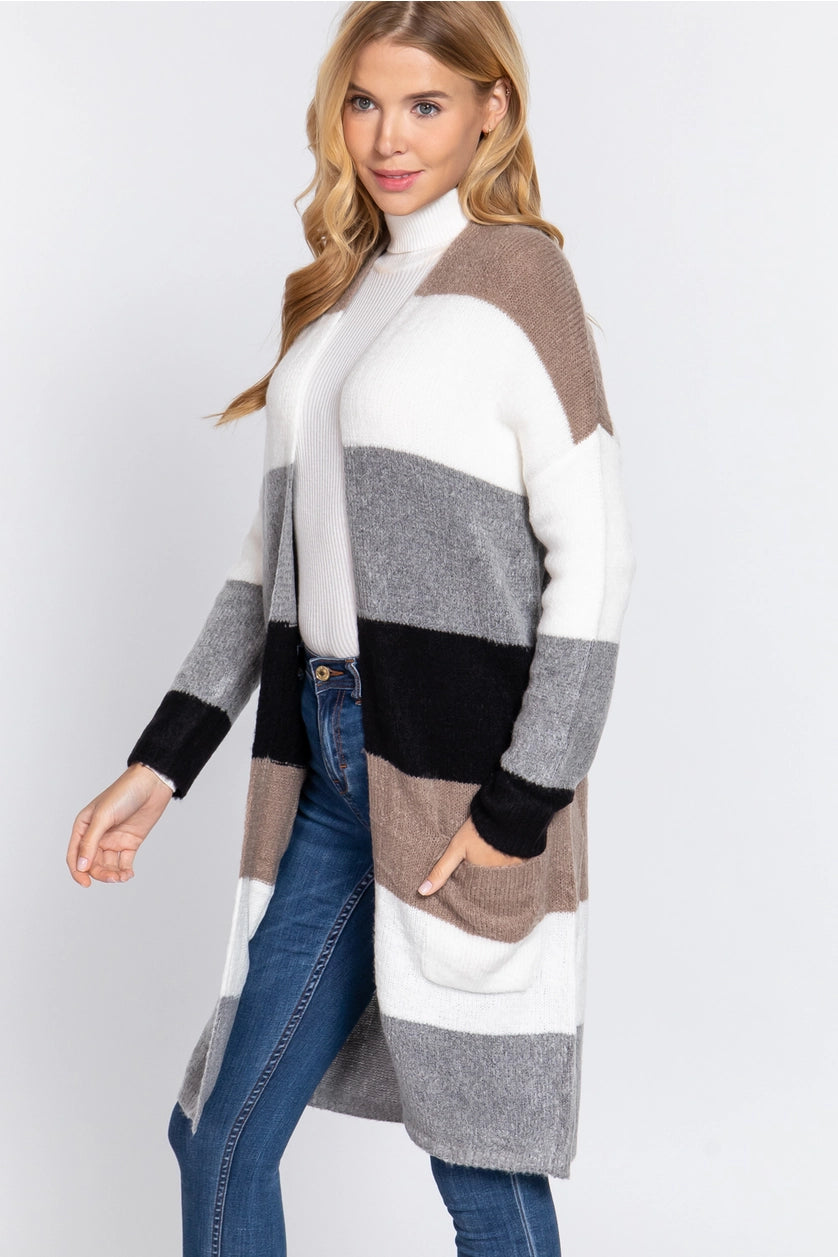 Open Front Colorblock Cardi - 4 Color Options!