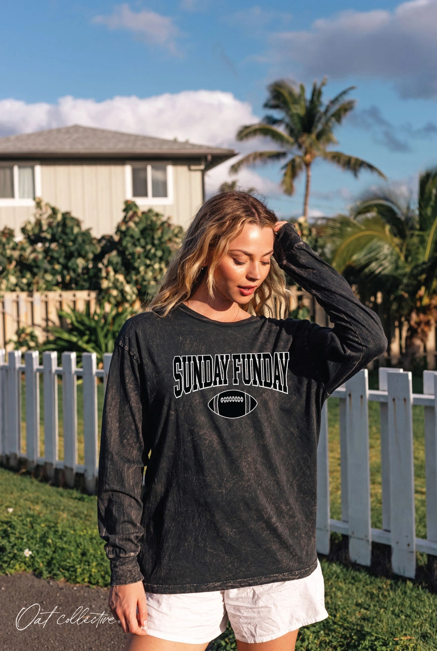 Sunday Funday Mineral Washed Long Sleeve Graphic by Oat Collective