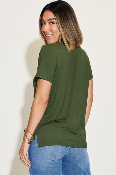 Basic Bae Full Size V-Neck High-Low T-Shirt - Multiple Colors!