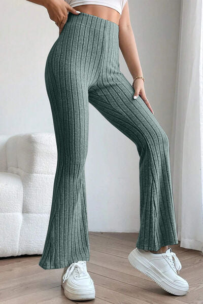 Basic Bae Ribbed High Waist Flare Pants