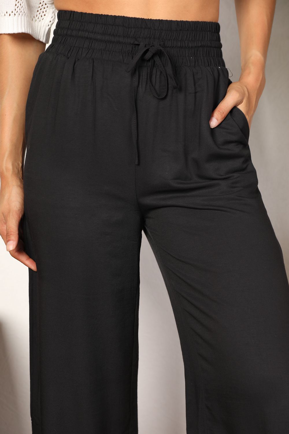 Double Take Drawstring Smocked Waist Wide Leg Pants - 2 Colors Available!