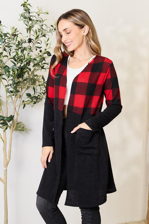 Winter Plaid Open Front Cardigan
