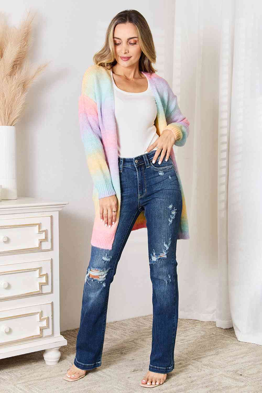 Over the Rainbow Open Front Longline Cardigan