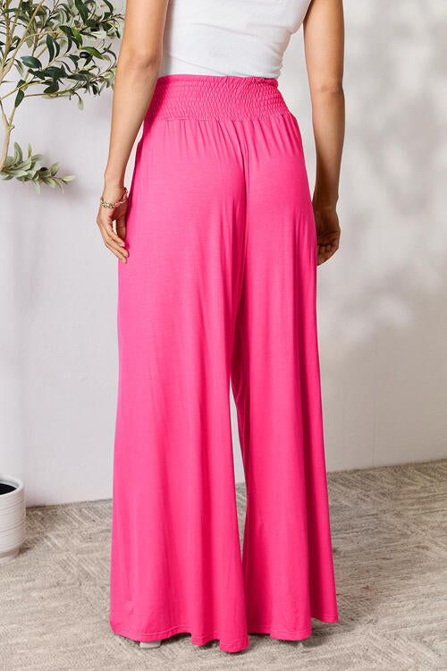 Double Take Full Size Smocked Wide Waistband Wide Leg Pants - Multiple Colors!