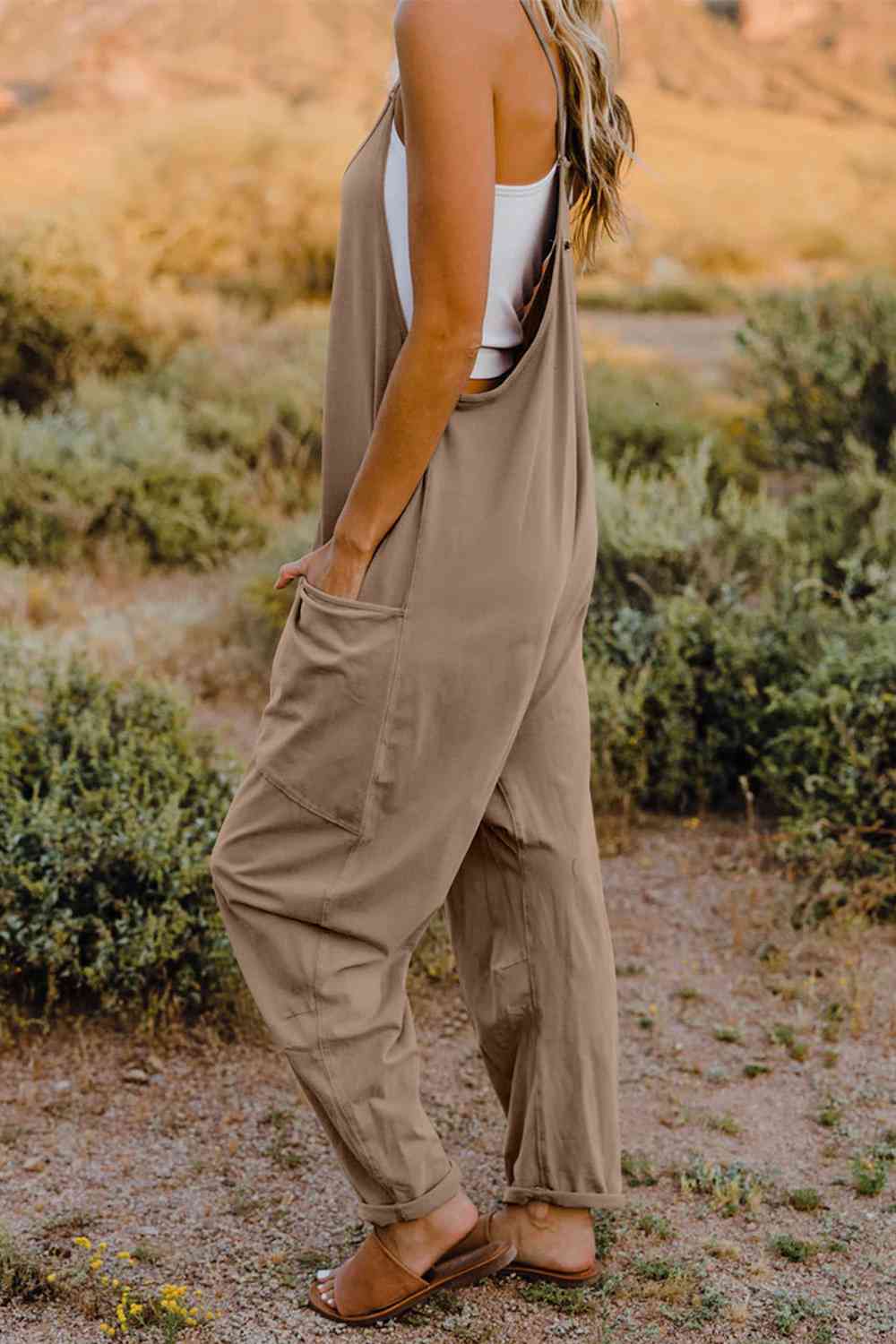 Double Take  V-Neck Sleeveless Jumpsuit with Pocket - Multiple Colors!