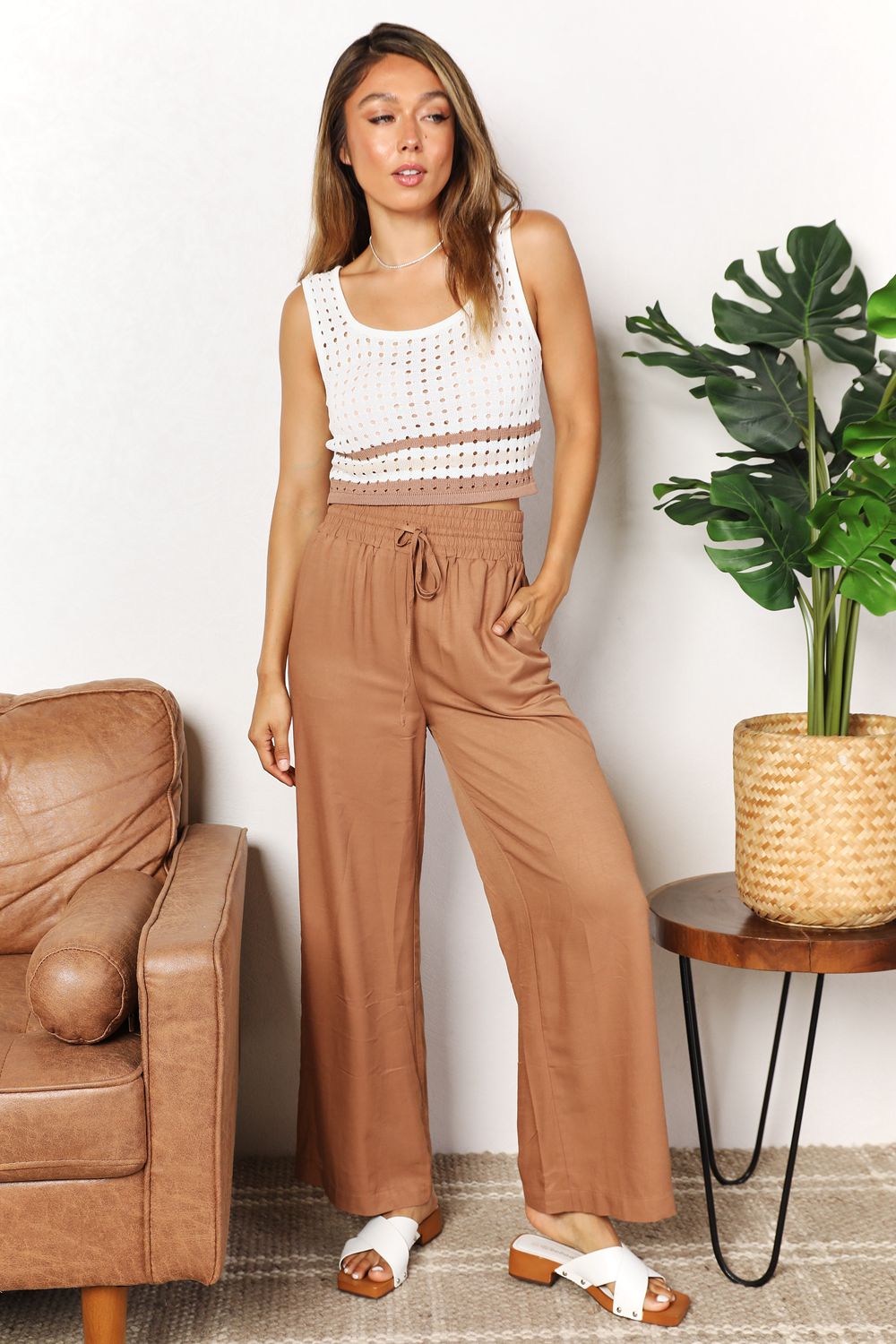 Double Take Drawstring Smocked Waist Wide Leg Pants - 2 Colors Available!