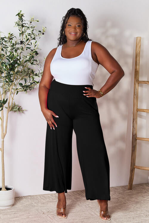 Double Take Full Size Smocked Wide Waistband Wide Leg Pants - Multiple Colors!