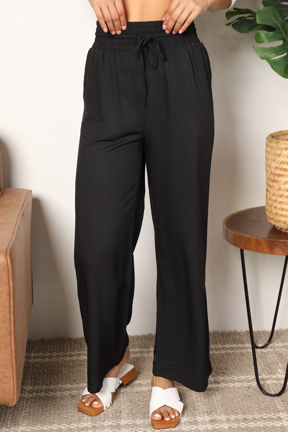 Double Take Drawstring Smocked Waist Wide Leg Pants - 2 Colors Available!