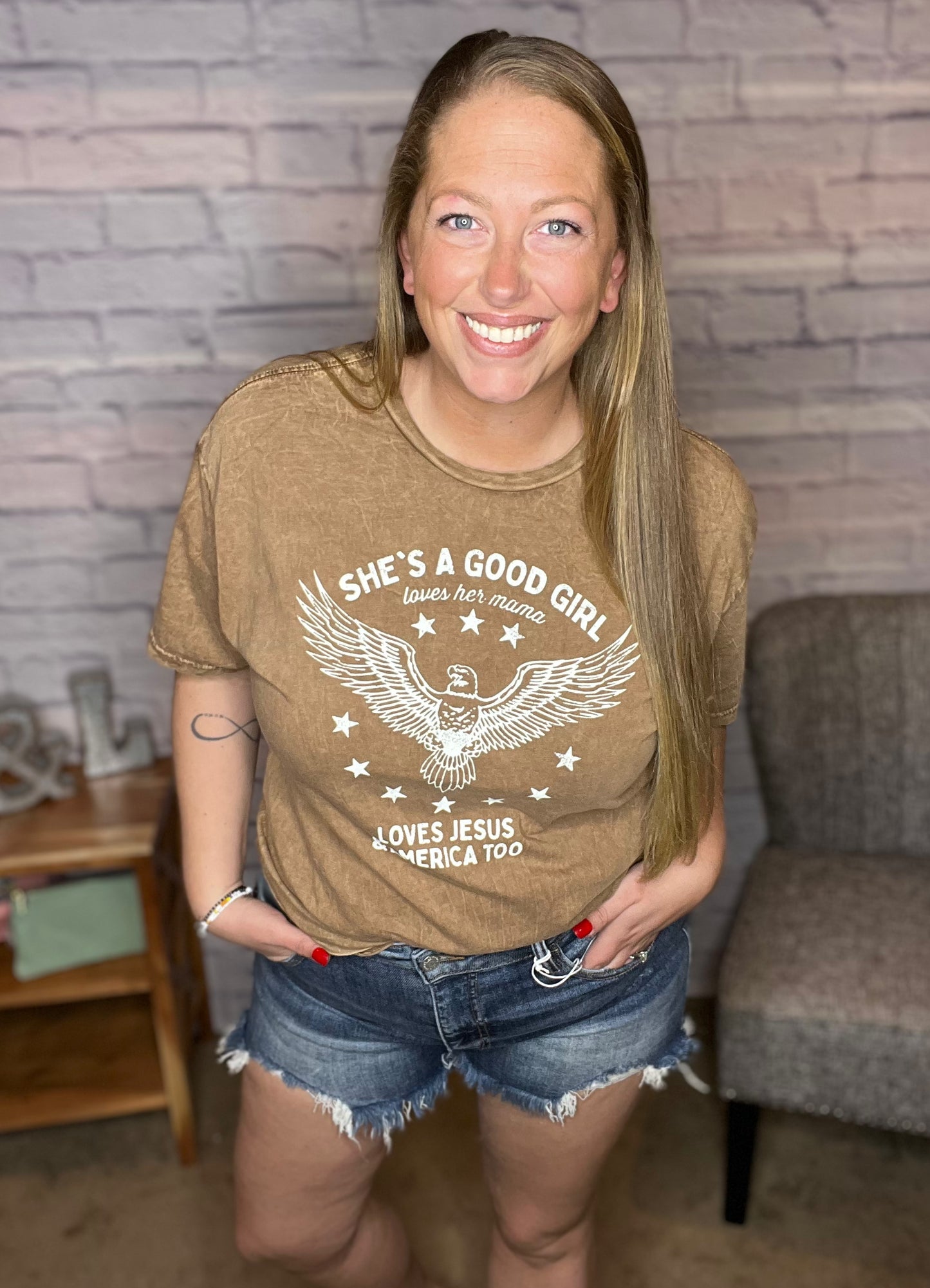 She's a Good Girl! Mineral Washed Graphic Top by Oat Collective - 2 Colors!