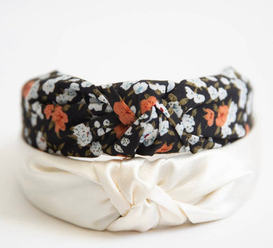 Isla Floral and Satin Headbands - 2 Pack Set