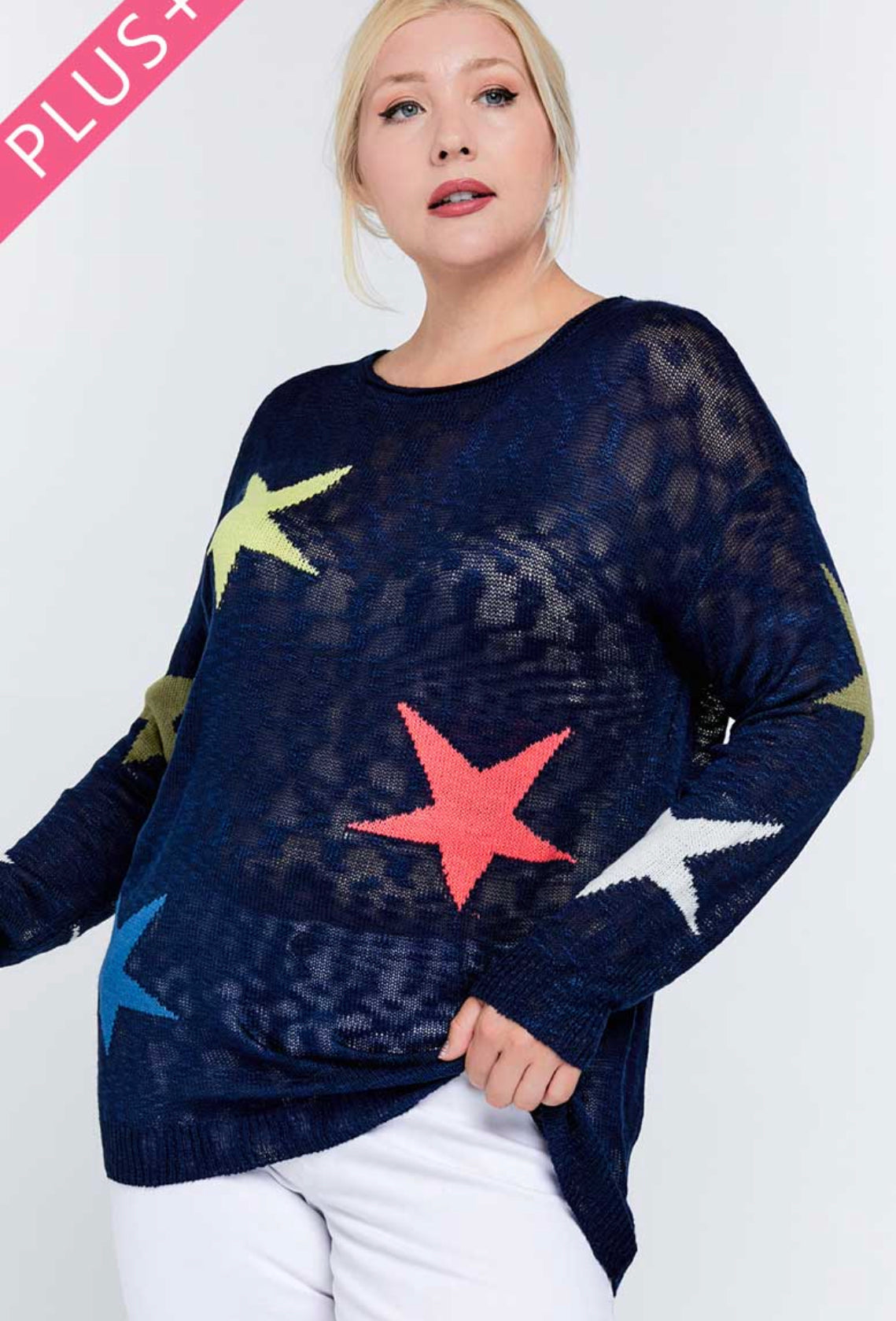 Multi Star Layering Boyfriend Sweater - Curvy Girl Exclusive!